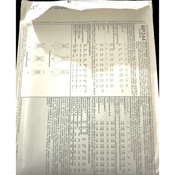 McCalls MP244 Evening Dress Size 4-12 Sewing Pattern Formal Cocktail Elegance Un - Picture 3 of 4